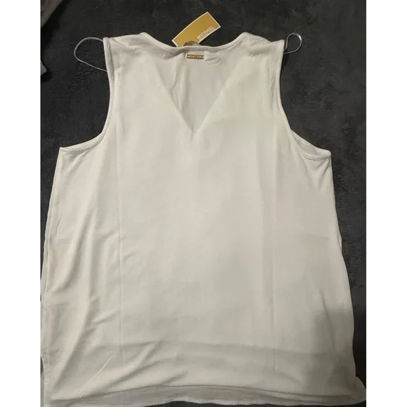 NWT MICHAEL KORS Womens Size L White Flowy Layered Side Slits Chic Casual Blouse - Picture 9 of 11